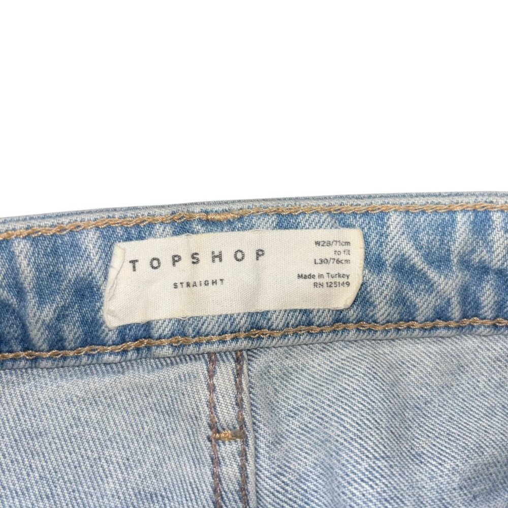 Top Shop 28/30 Straight Light Wash Raw Hem Denim Jeans - Picture 4 of 6
